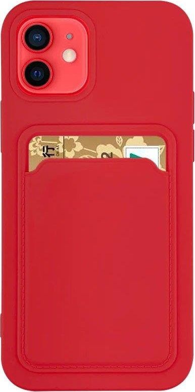 Card Case silikonowe etui portfel z kieszonk na kart dokumenty do iPhone 12 Pro czerwony