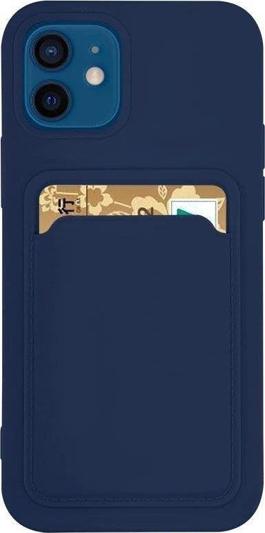 Card Case silikonowe etui portfel z kieszonk na kart dokumenty do Samsung Galaxy A73 granatowy