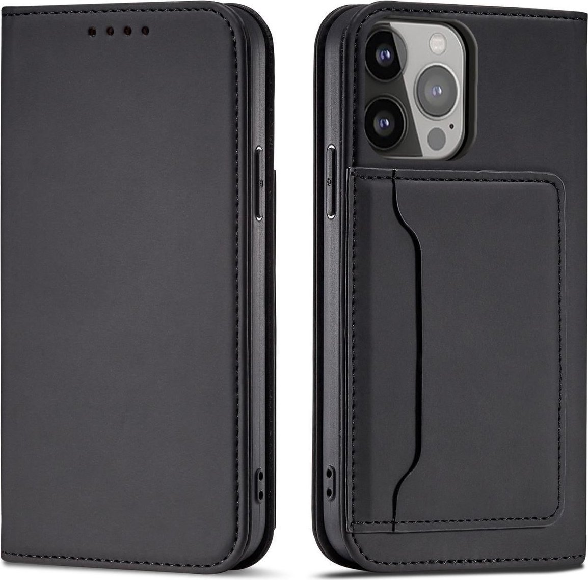 Magnet Card Case etui iPhone 14 pokrowiec z klapk portfel podstawka czarne