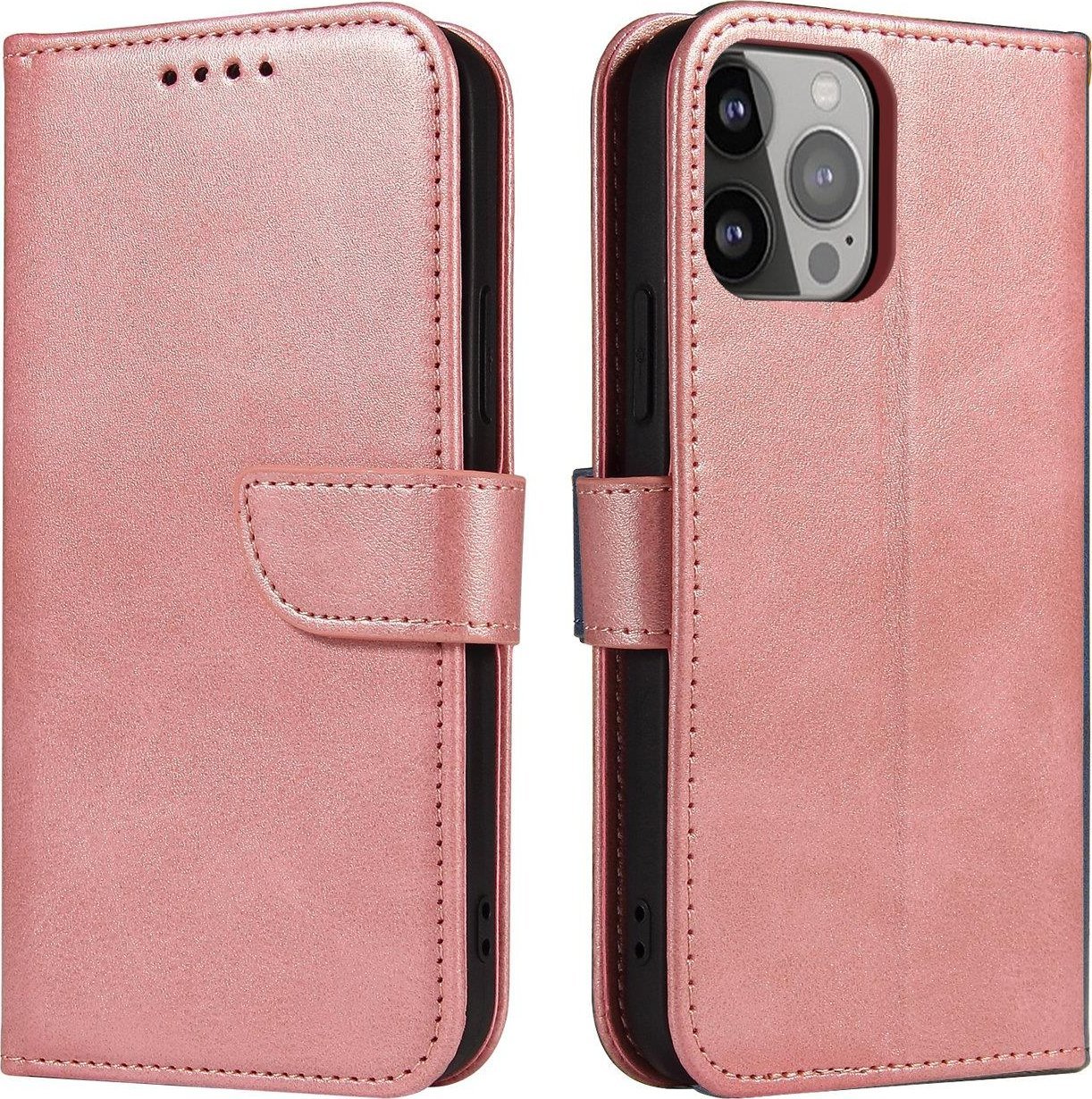 Magnet Case etui iPhone 14 Pro Max pokrowiec z klapką portfel podstawka różowe