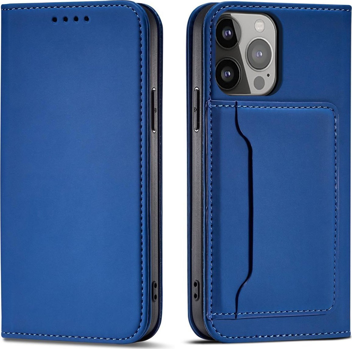 Magnet Card Case etui iPhone 14 Plus pokrowiec z klapk portfel podstawka niebieskie