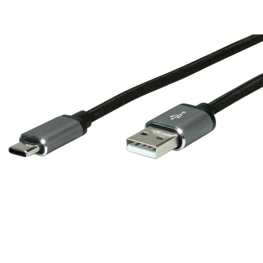 Roline 11029029 Kabel USB 3 M USB 2.0 USB A USB C Czarny, Srebrny