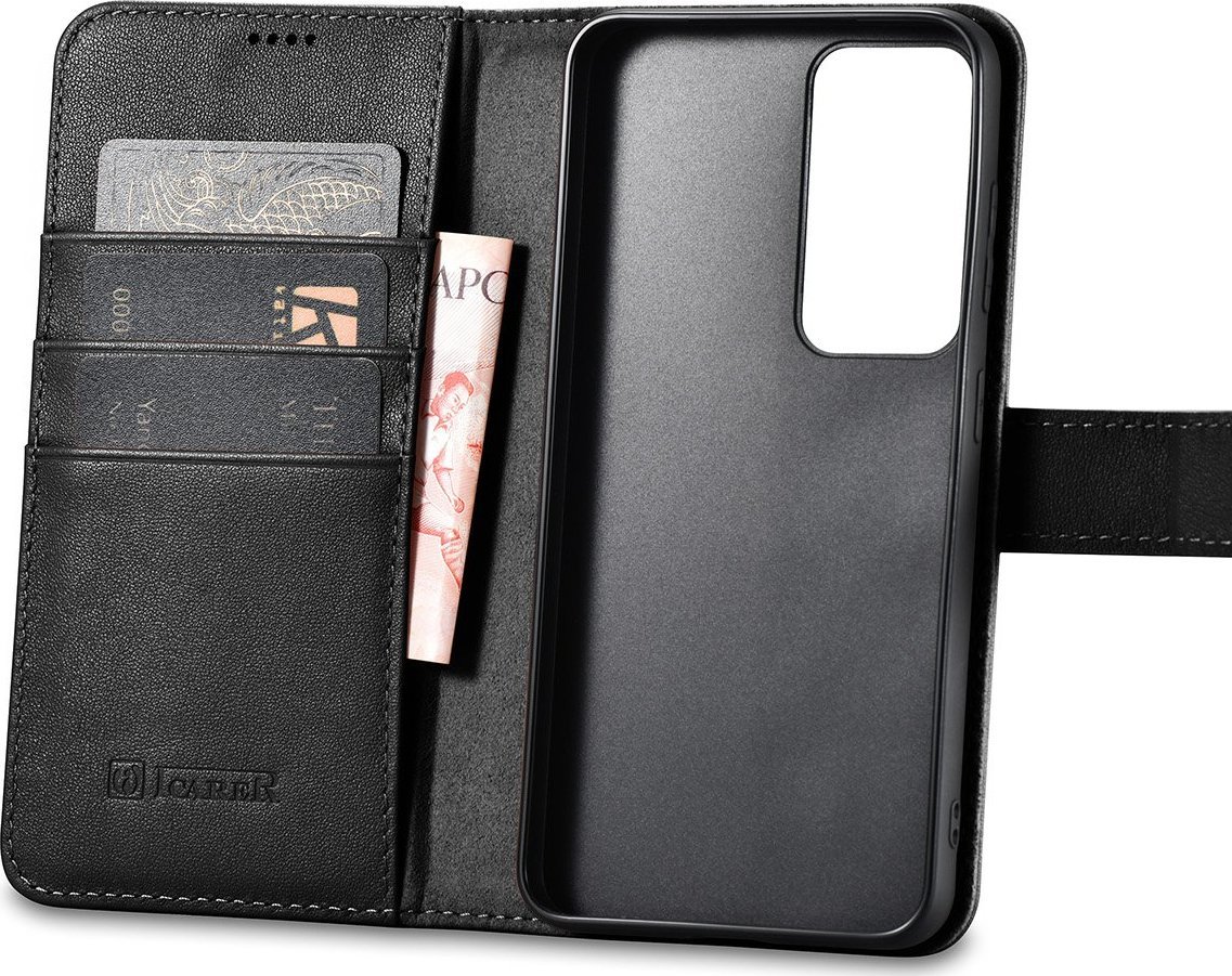 iCarer Wallet Case etui do Samsung Galaxy S23+ skrzany pokrowiec portfel czarne