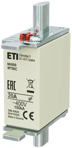 Eti-Polam Wkładka bezpiecznikowa NH00C 20A gF 400V WT-00C 004119200 /3szt./ 004119200