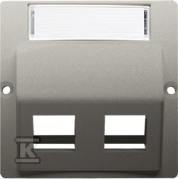 Kontakt Simon KONTAKT_SIMON Plakietka podwójnego gniazda teleinformatycznego skośna z opisem BASIC Satyna BMGKS2P/29