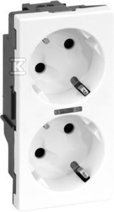 Kontakt Simon Kontakt_Simon Gniazdo podwójne S500 Schuko 2x230V 16A z sygnalizacją śrubowe czysta biel 50010472-030