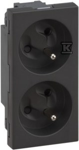 Kontakt Simon Kontakt_Simon Gniazdo podwójne S500 z uziemieniem 2x230V 16A bez sygnalizacji nożowe szary grafit 50000468-038