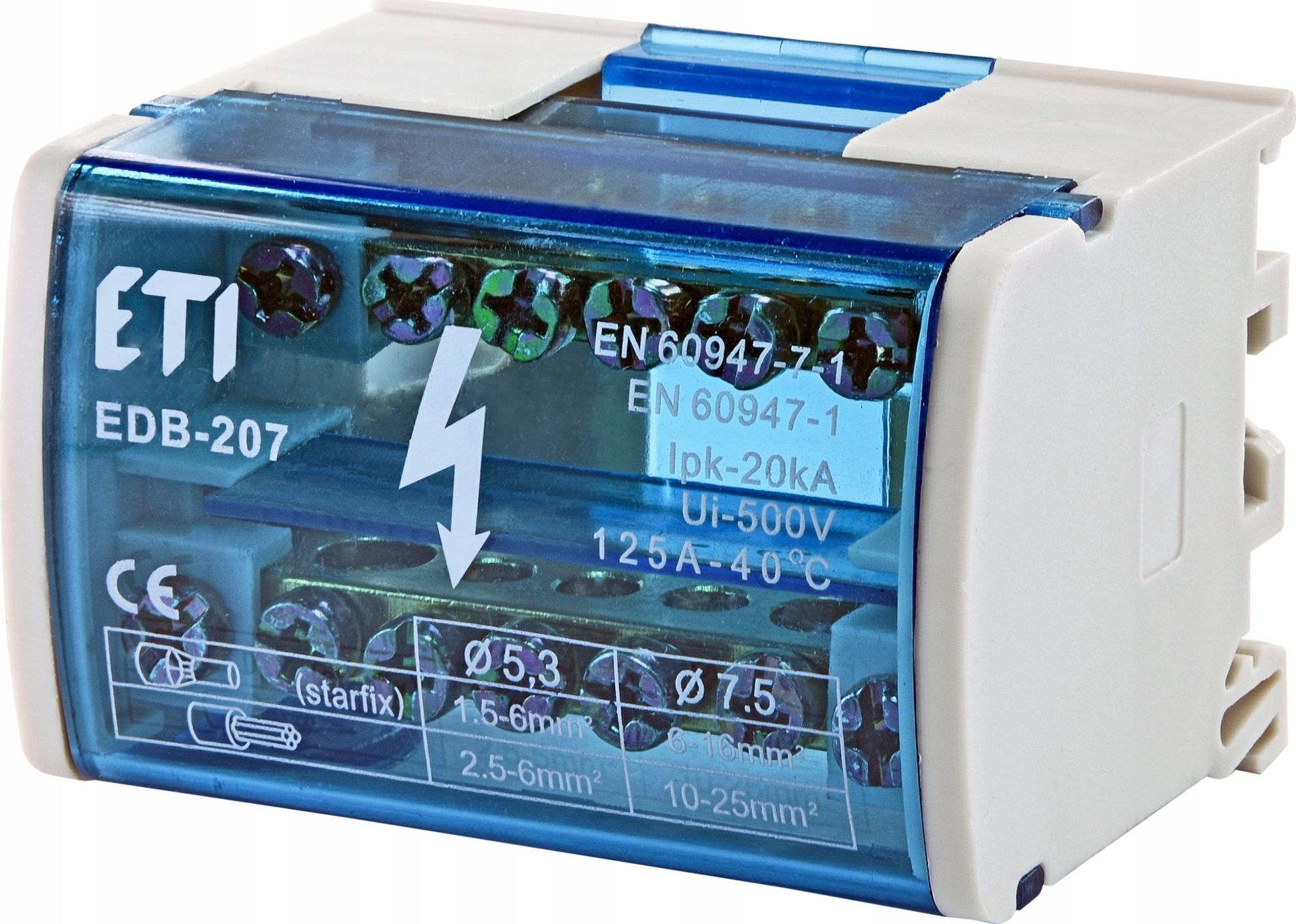 ETI polam Blok rozdzielczy 192A 690V TH35 EDBM-6/N 001102416 001102416