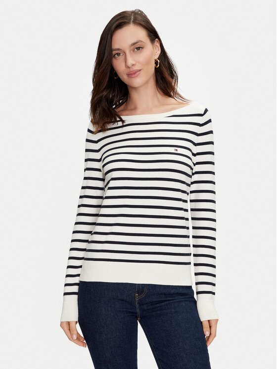 Tommy Hilfiger Sweter WW0WW40099 Écru Regular Fit