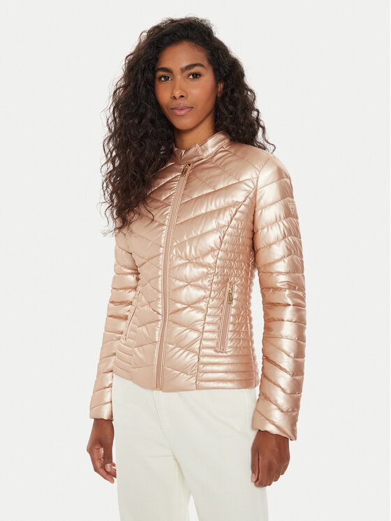 Guess Kurtka skórzana New Vona W4YL06 KCBV0 Różowy Regular Fit