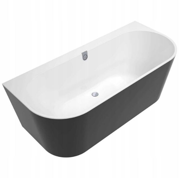 Villeroy & Boch Oberon 2.0 Wanna wolnostojąca przyścienna 180x80 cm biały połysk/czarny UBQ180OBR9CDBCV-01