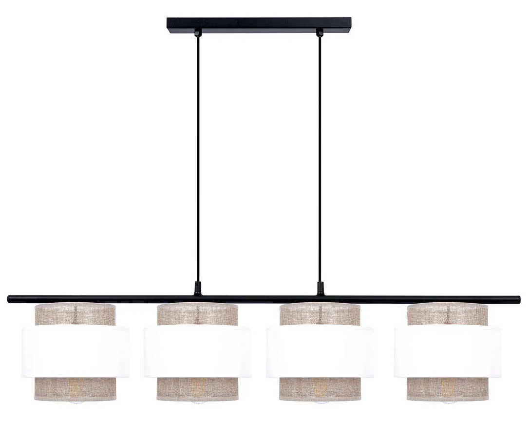Beżowa podłużna lampa nad stół z 4 abażurami - A521 C8-P25