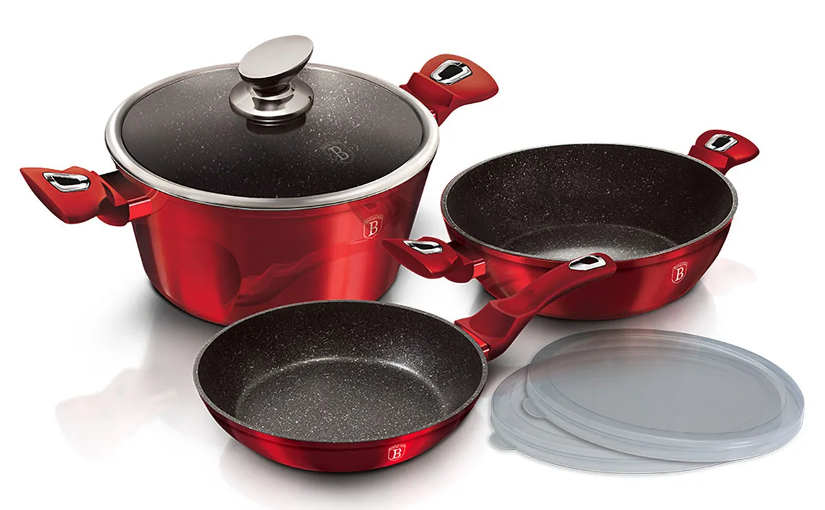 Komplet 3 garnków z pokrywkami do przechowywania E2-P71