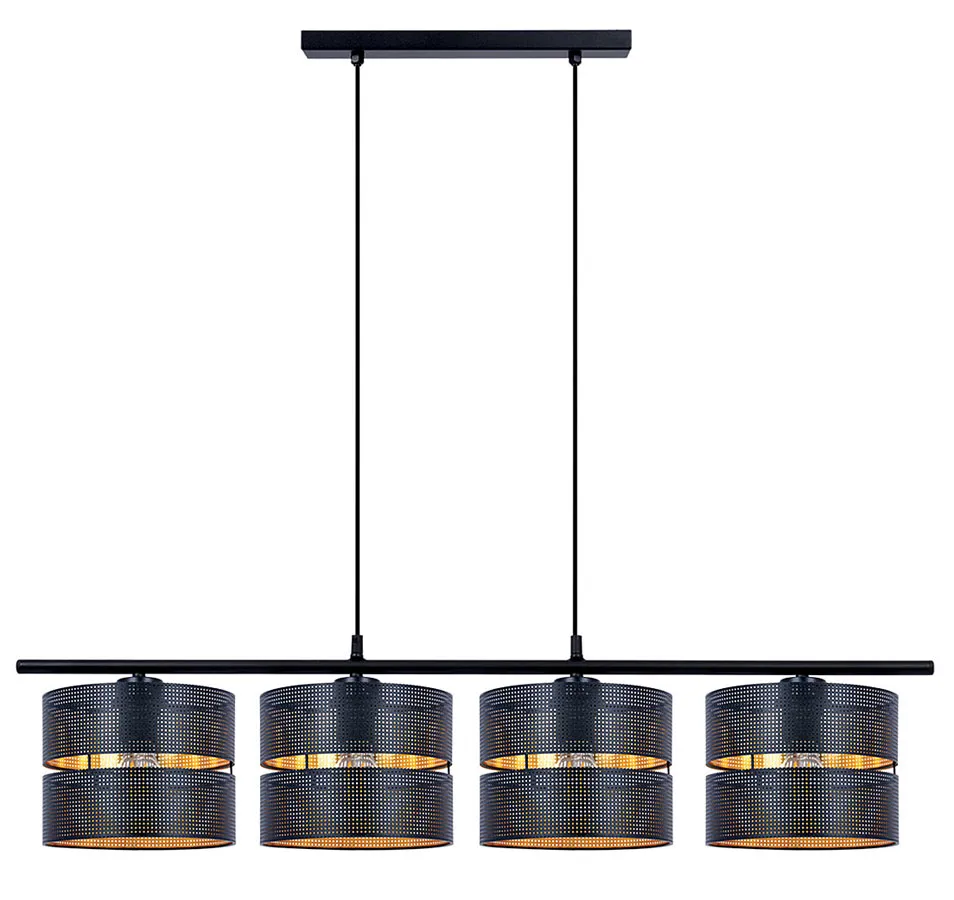 Ażurowa czarno-złota lampa nad stół z 4 kloszami - 3X A551 C5-H86