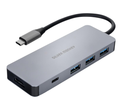 Silver Monkey Adapter USB-C - HDMI, 3xUSB, USB-C, PD 100W