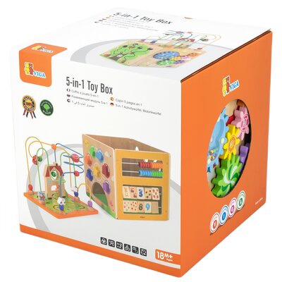 Viga Toys Activity Box Drewniane Edukacyjne Centrum Gier 5w1 kostka