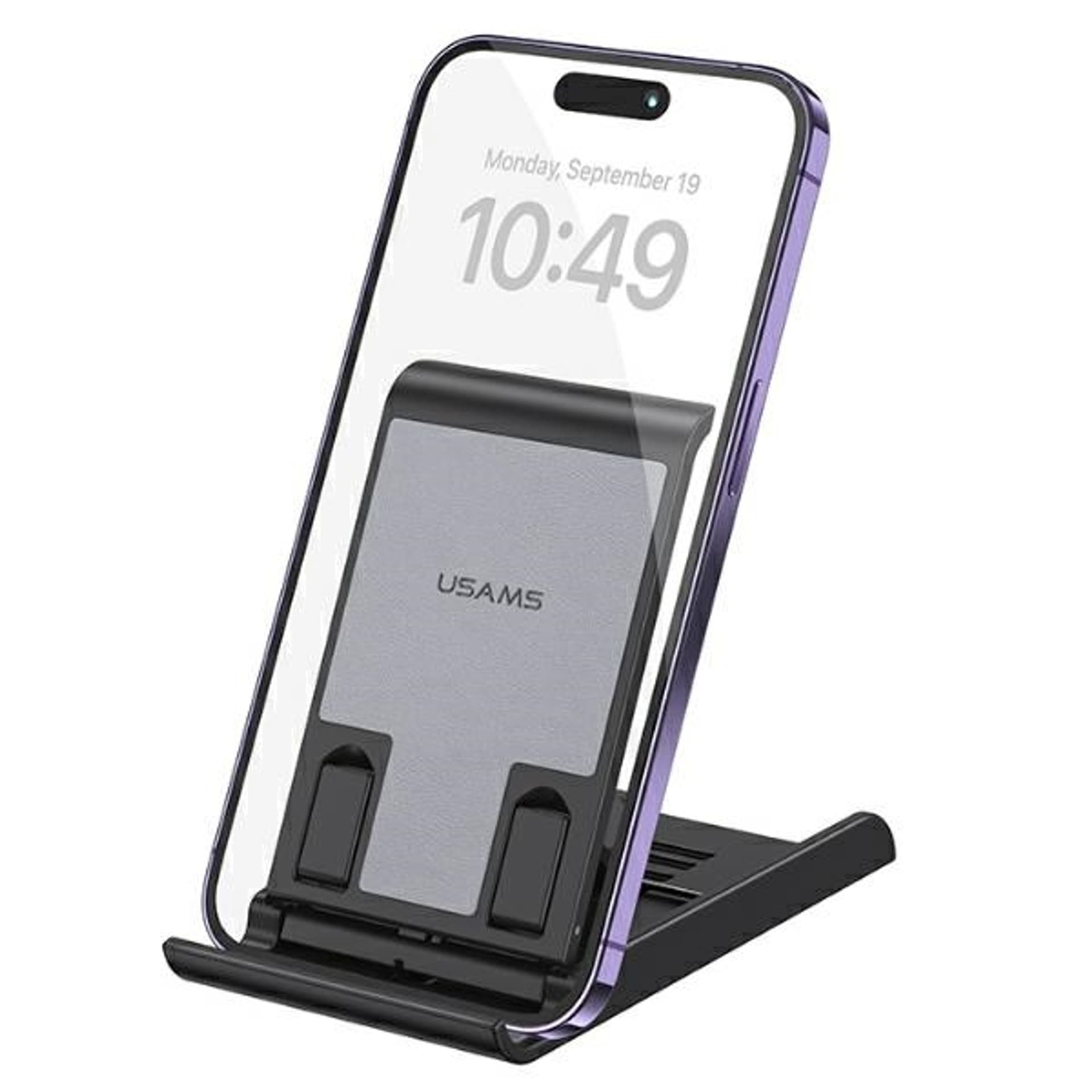 USAMS Składany stojak biurkowy na telefon/tablet czarny/black ZJ073ZJ01 (US-ZJ073)