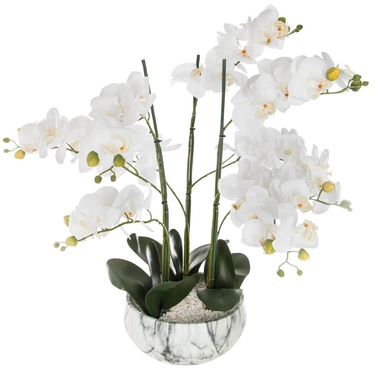 Sztuczna orchidea z marmurową doniczką 65 cm