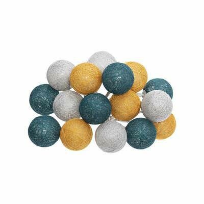 Girlanda Cottonbals nieb-żółt-bia 16 lampek