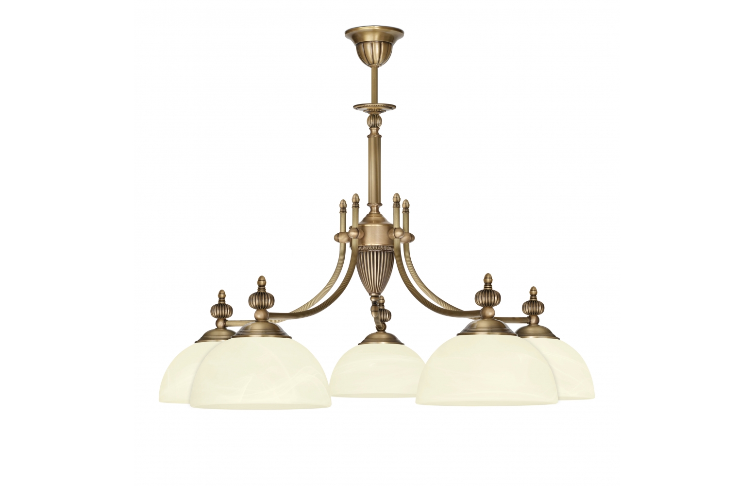 Żyrandol mosiężny z 5 kloszami AK-S5D