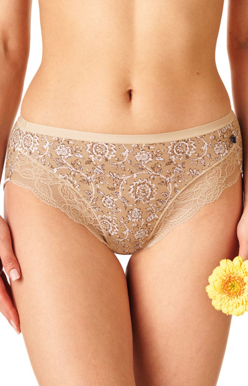 Key 2-pak kwiatowe majtki midi bikini, Kolor beżowo-kremowy, Rozmiar L, Key - Primodo.com