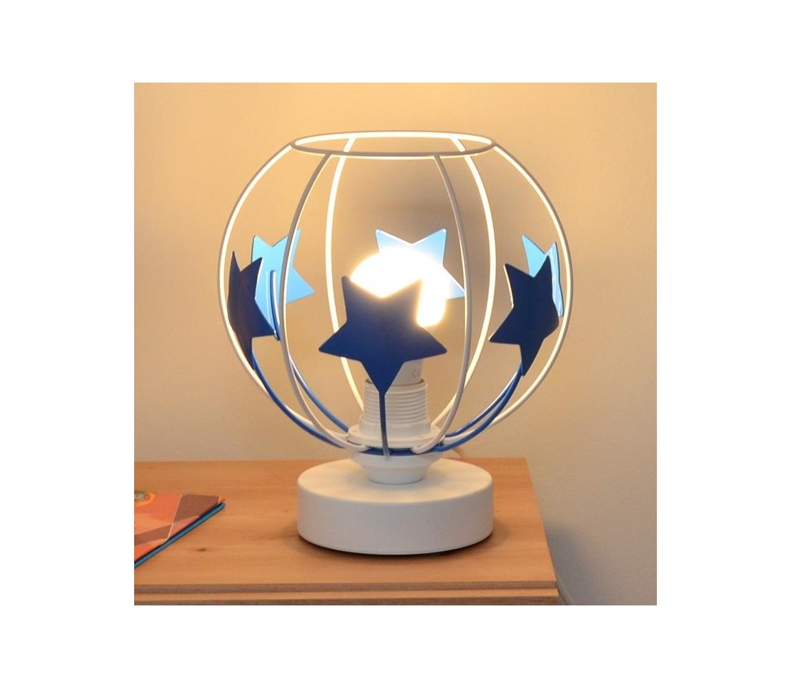 Lampa stołowa dziecięca STARS 1xE27/15W/230V niebieski/biały