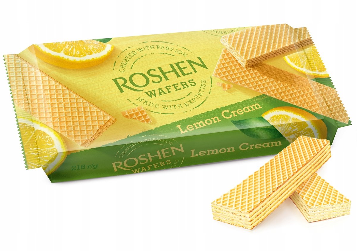 Roshen Wafle przekładane nadzieniem o smaku cytrynowym 216g