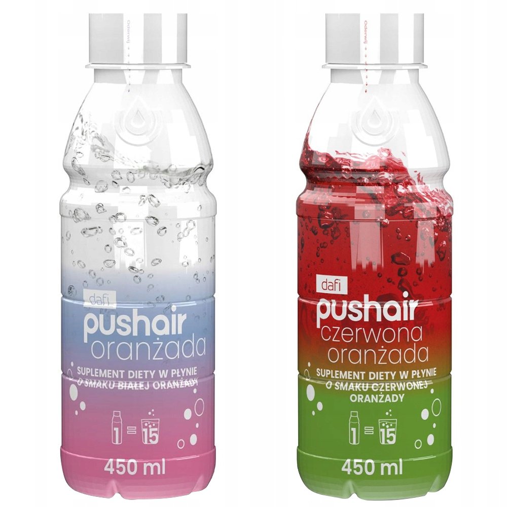 Pushair Suplement Diety Syrop Czerwona Oranżada 450ml + Pushair Suplement Diety Syrop Biała Oranżada 450ml