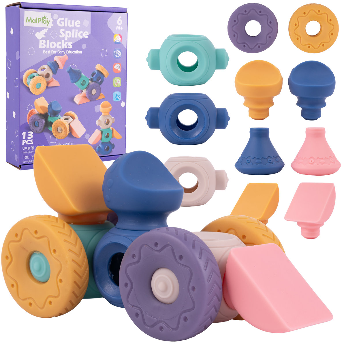 Klocki Konstrukcyjne Miękkie Sensoryczne Gumowe Układanka 13 El.