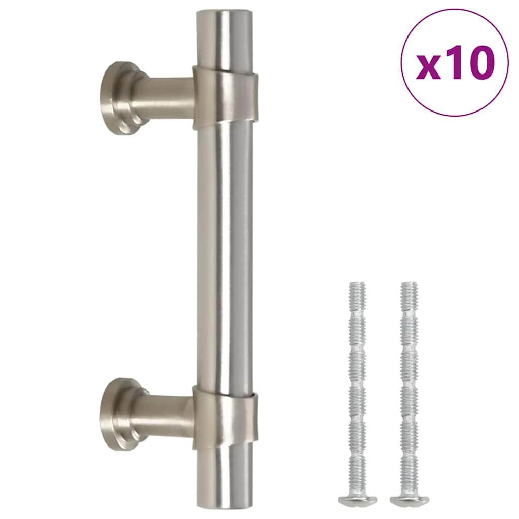 Uchwyty do szafek, 10 szt., srebrne, 64 mm, stal n