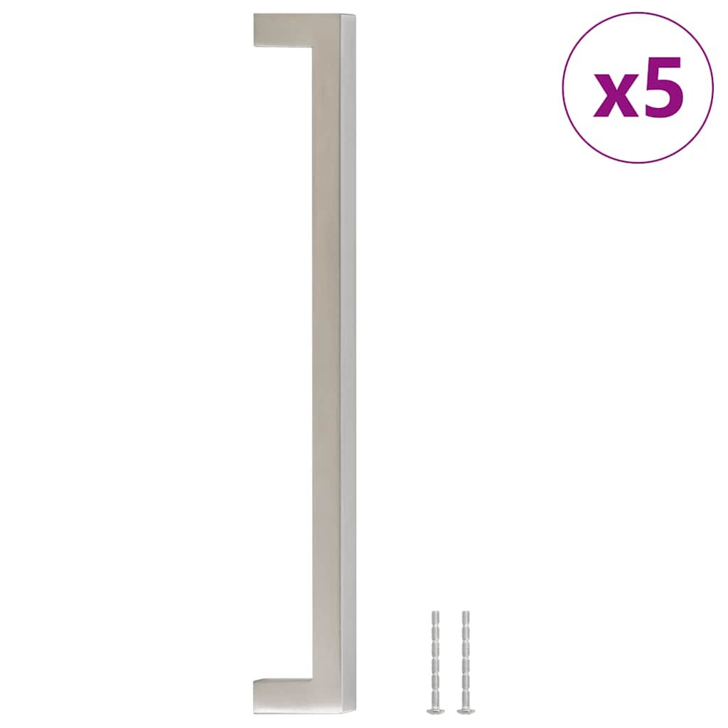 Uchwyty do szafek, 5 szt., srebrne, 224 mm, stal n