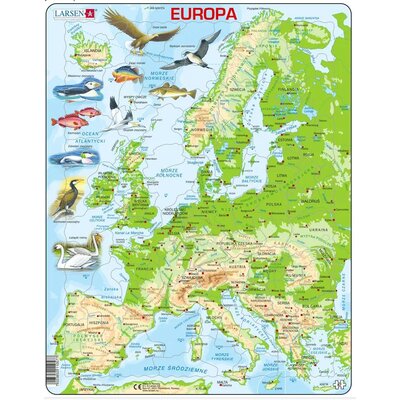 Puzzle 87 el. Mapa topograficzna Europy Larsen