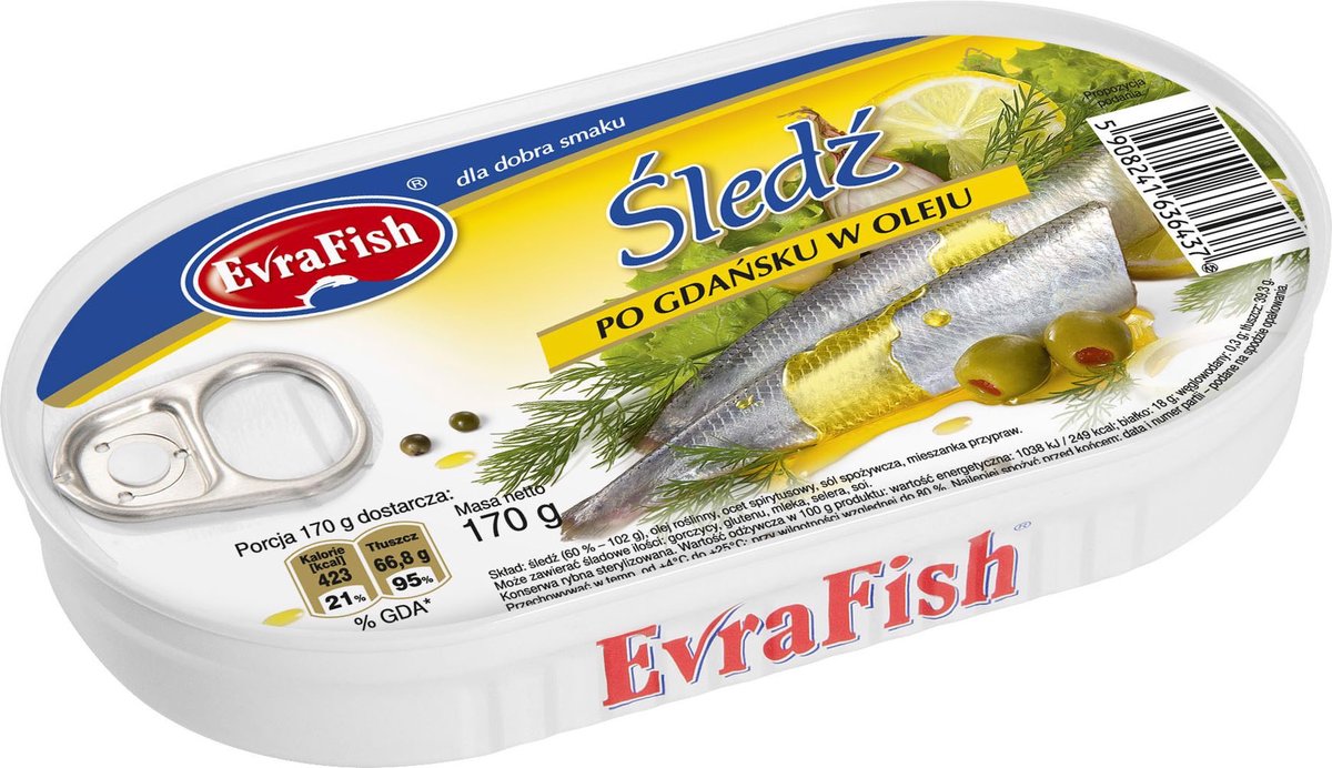 Evrafish Śledź w oleju po Gdańsku 170 g