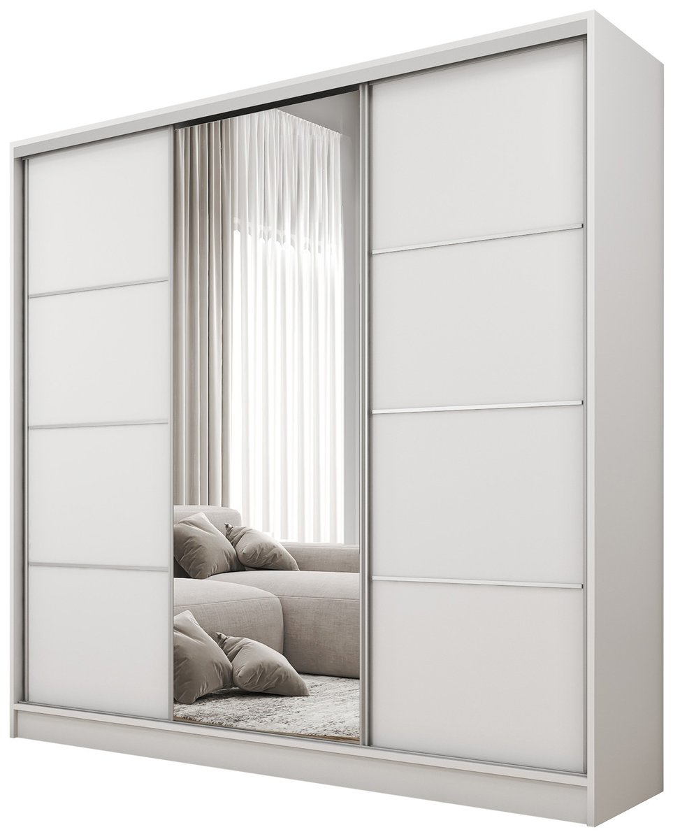 Szafa przesuwna z lustrem 235 cm BEST Biały
