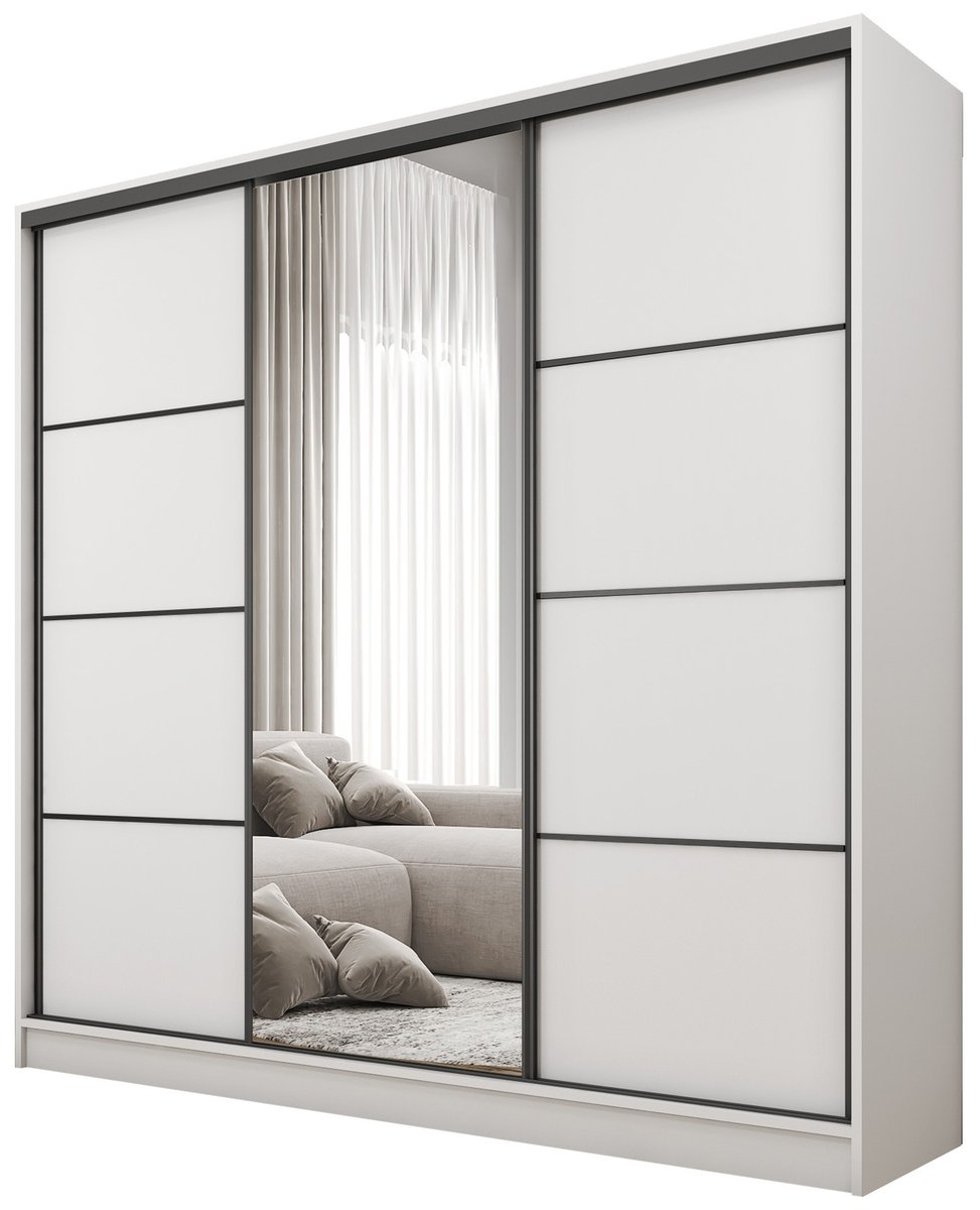 Szafa przesuwna z lustrem 200 cm BEST Biały