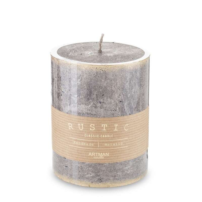 Pl Szampan Świeca Rustic Patyn Walec Średni Fi9