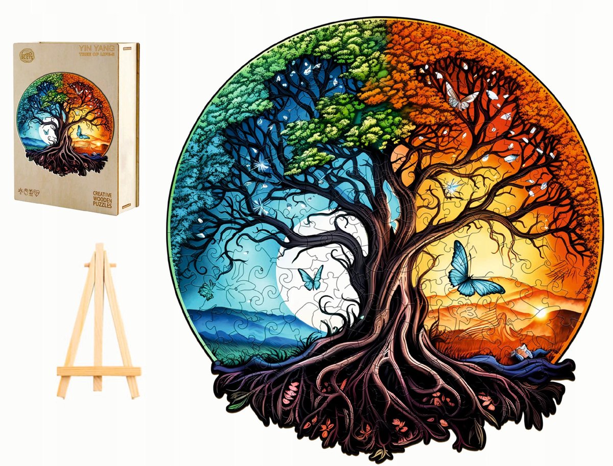 PUZZLE DREWNIANE DUŻE 280 ELEMENTÓW DRZEWO ŻYCIA W DREWNIANYM PUDEŁKU