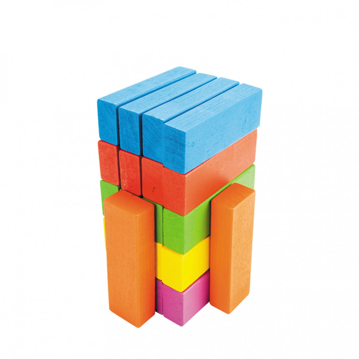 Klocki drewniane - wieża mała kolor - 22 elementów Produkt Polski