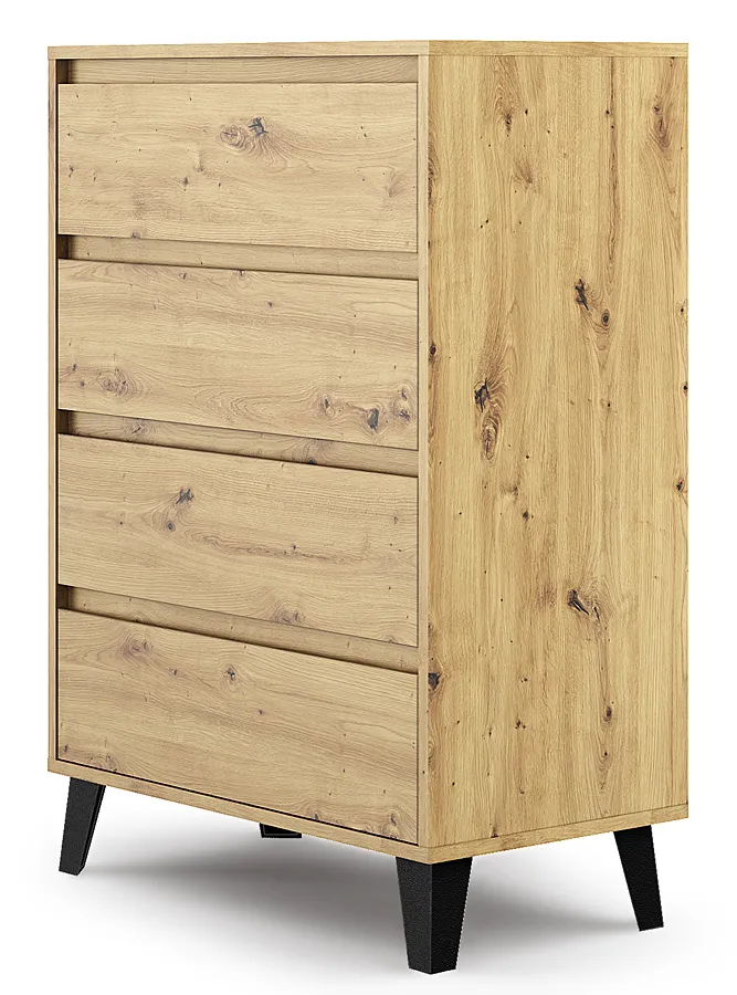 Komoda z 4 szufladami w stylu scandi dąb artisan - Bilgo 5X