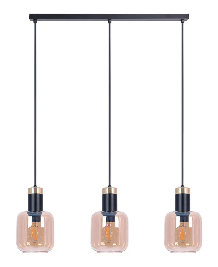 Potrójna szklana lampa wisząca na listwie 14X A557 Foxton