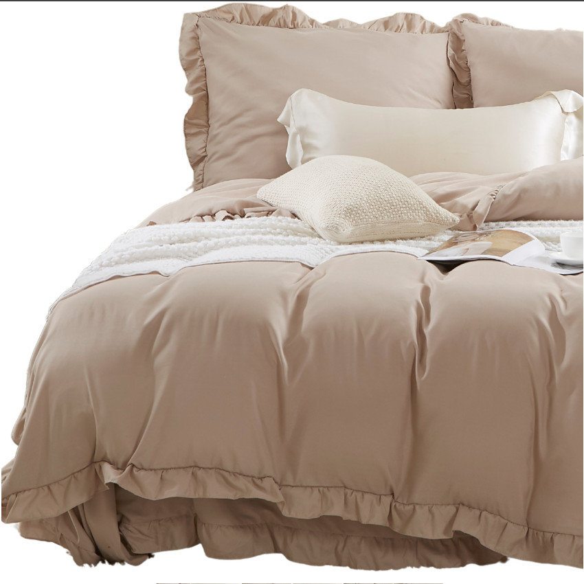 Pościel Ruffy 200x220 beżowa z falbanką
