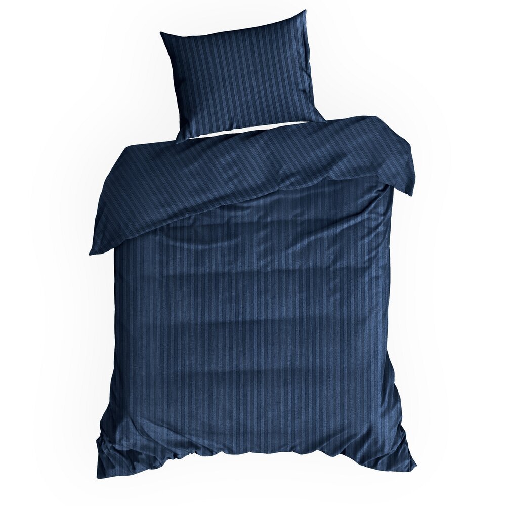 Pościel satynowa VERA 140x200 Eurofirany granatowa w prążki