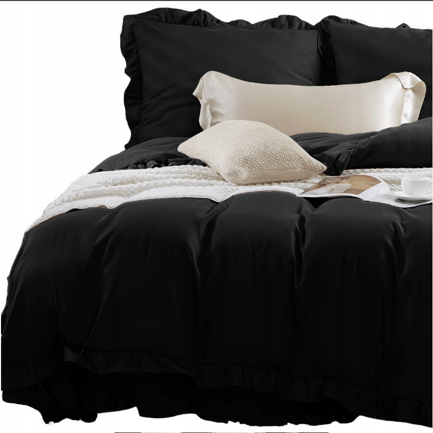 Pościel Ruffy 140x200 czarna z falbanką