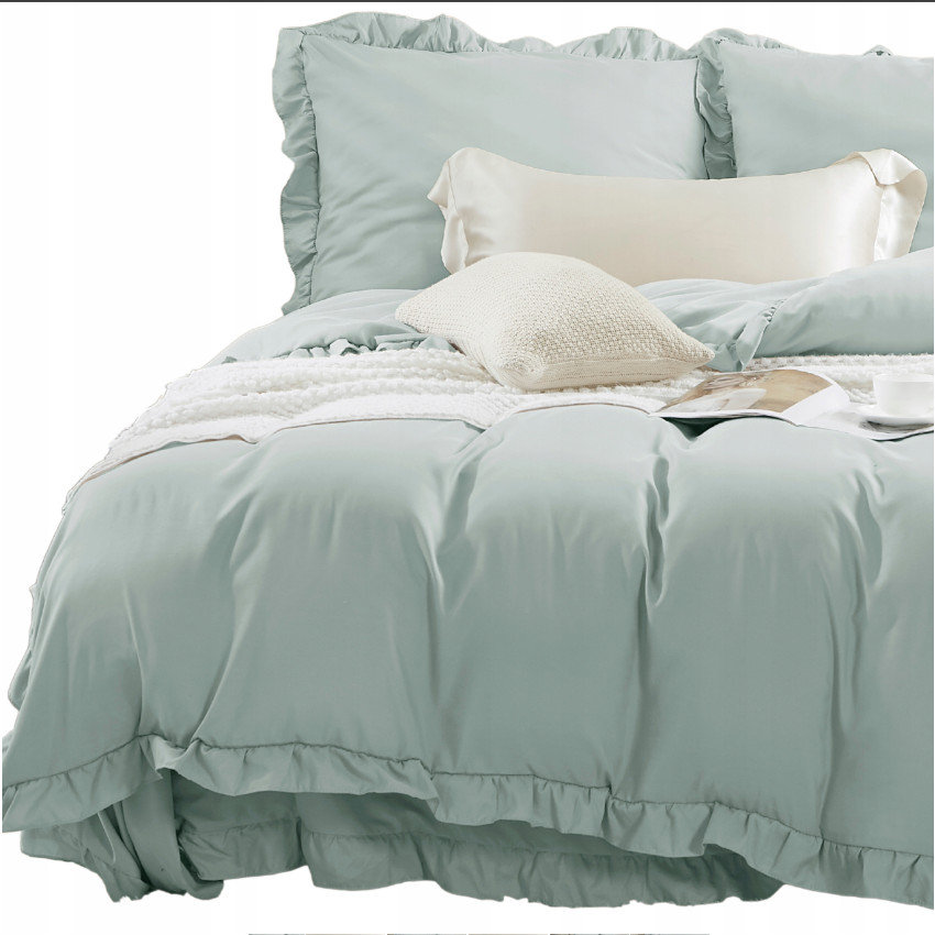 Pościel Ruffy 140x200 szałwiowa z falbanką