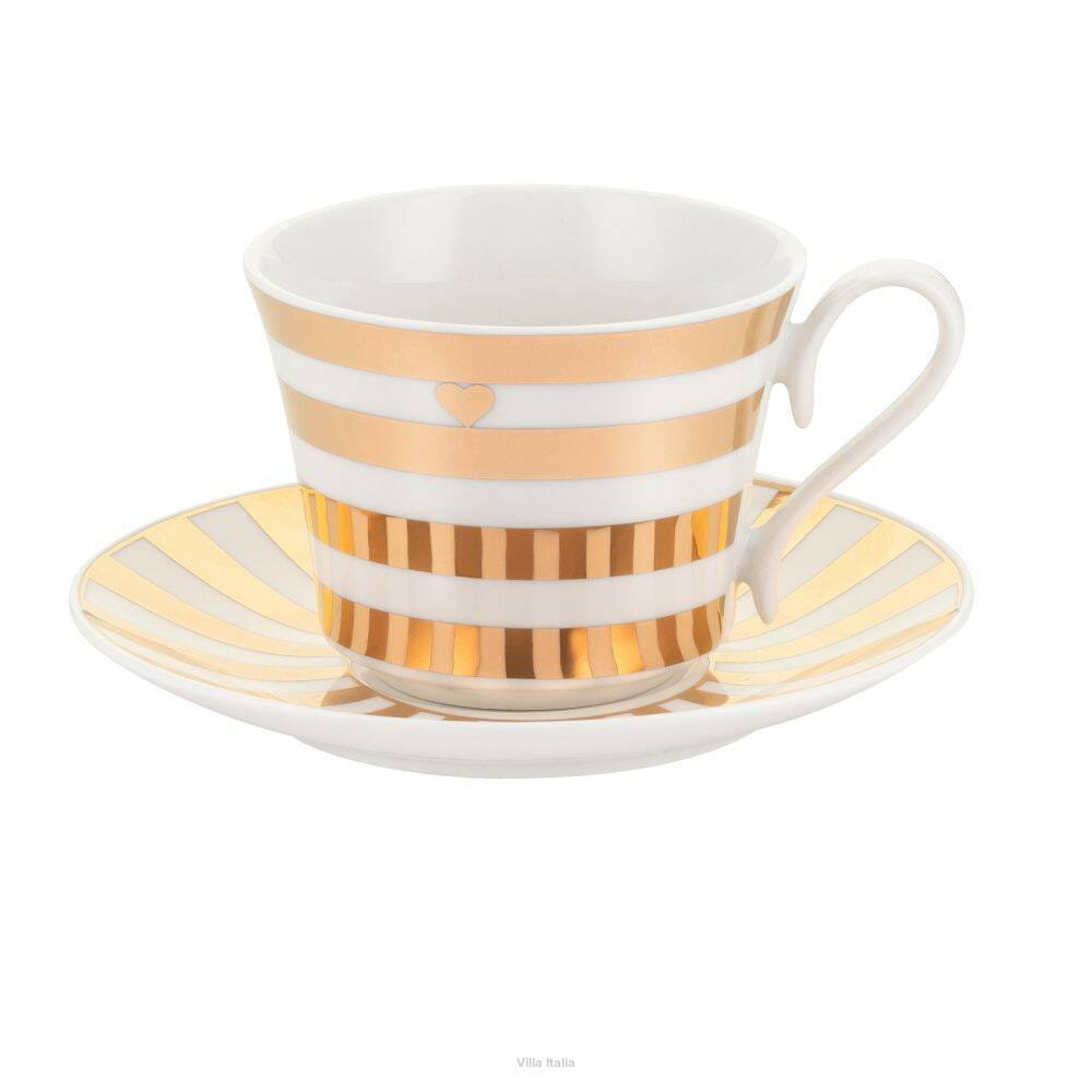 Złota filiżanka z porcelany do kawy i herbaty 220 ml