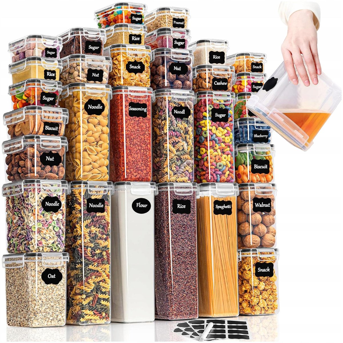 ZESTAW 32 POJEMNIK NA ŻYWNOŚĆ DUŻE BEZ BPA DO MIKROFALI ZMYWARKI + MIARKI