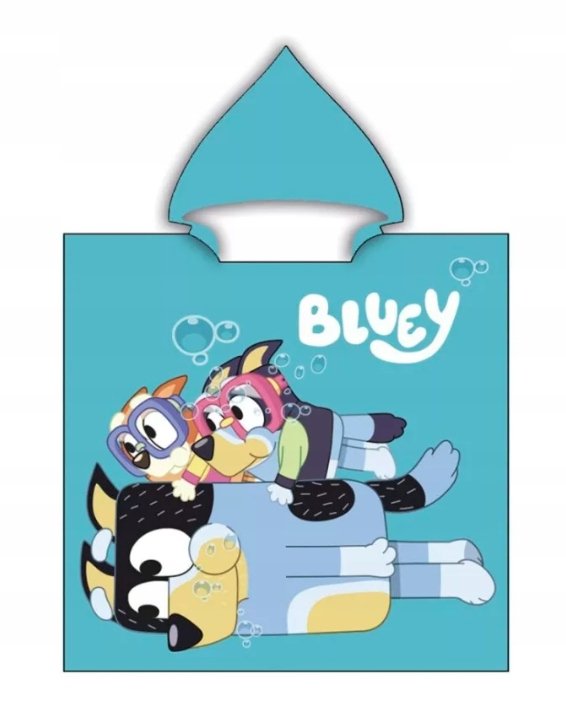 PONCZO BLUEY BLUE RĘCZNIK PLAŻOWY Z KAPTUREM PONCHO DLA DZIECKA BLUI BINGO