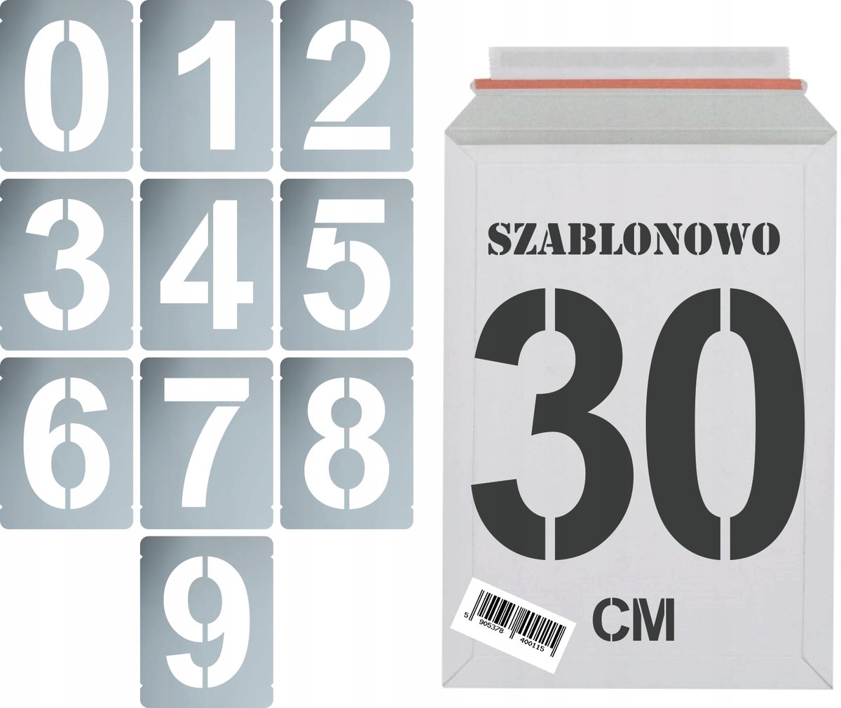 Szablony malarskie wielorazowe Cyfry 30cm zestaw 10szt.