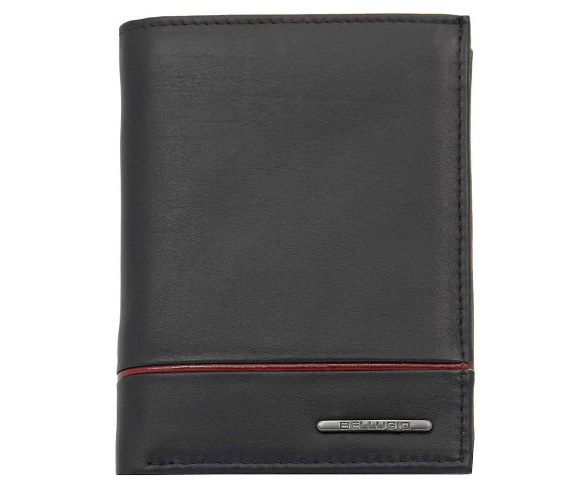 Portfel męski z lampasem Bellugio  czarno - czerwony