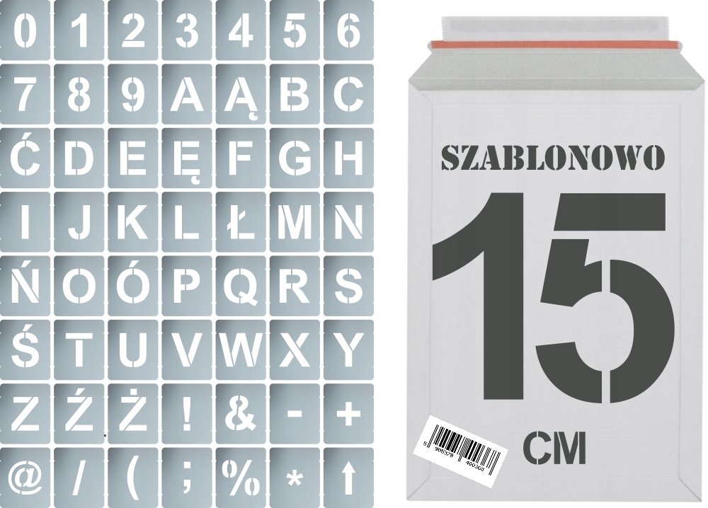 Szablony malarskie wielorazowe Litery i Cyfry 15cm, zestaw 56szt.